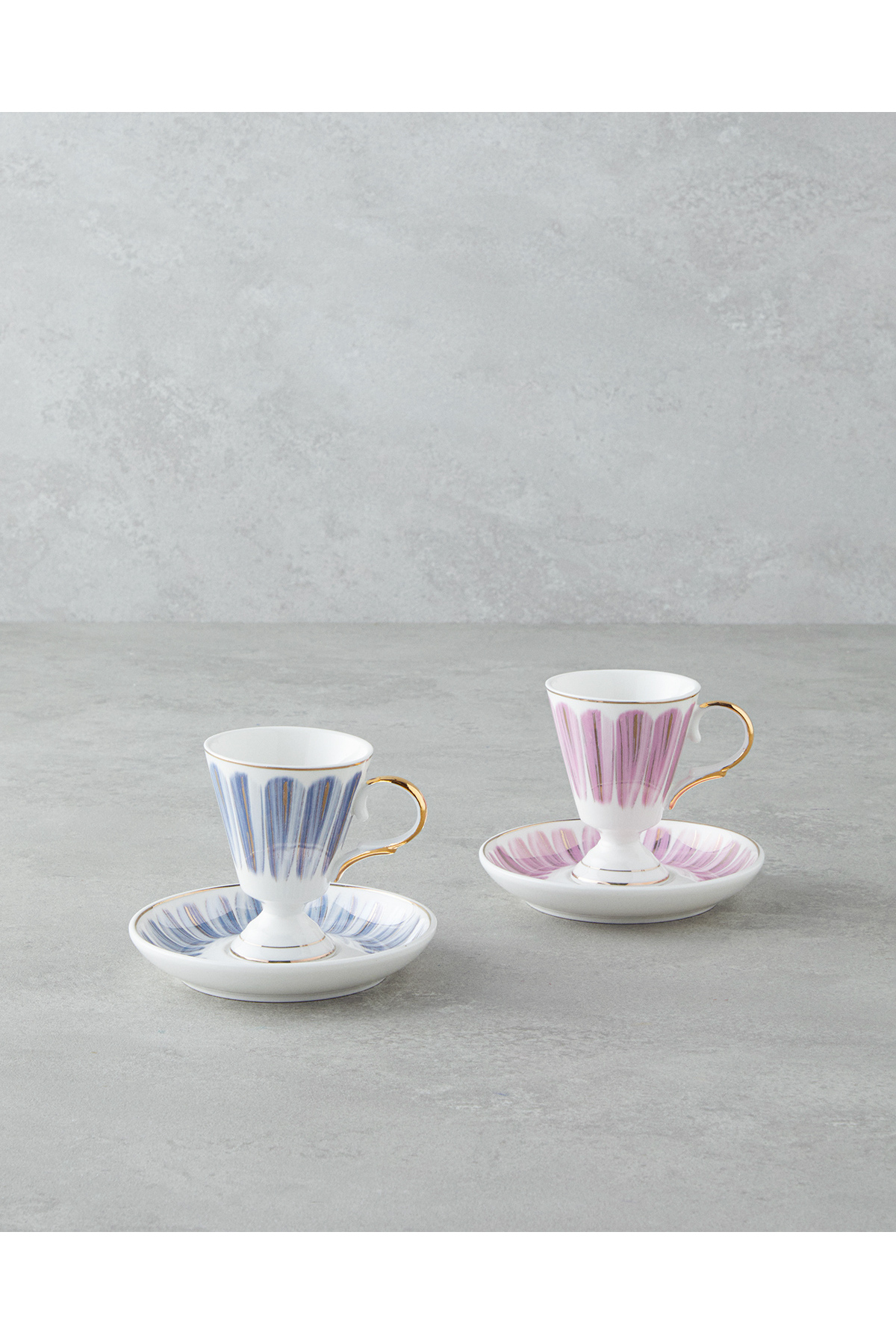 Winnie Porselen 4 Parça 2 Kişilik Kahve Fincan Takımı 90 ml Pembe - Mavi