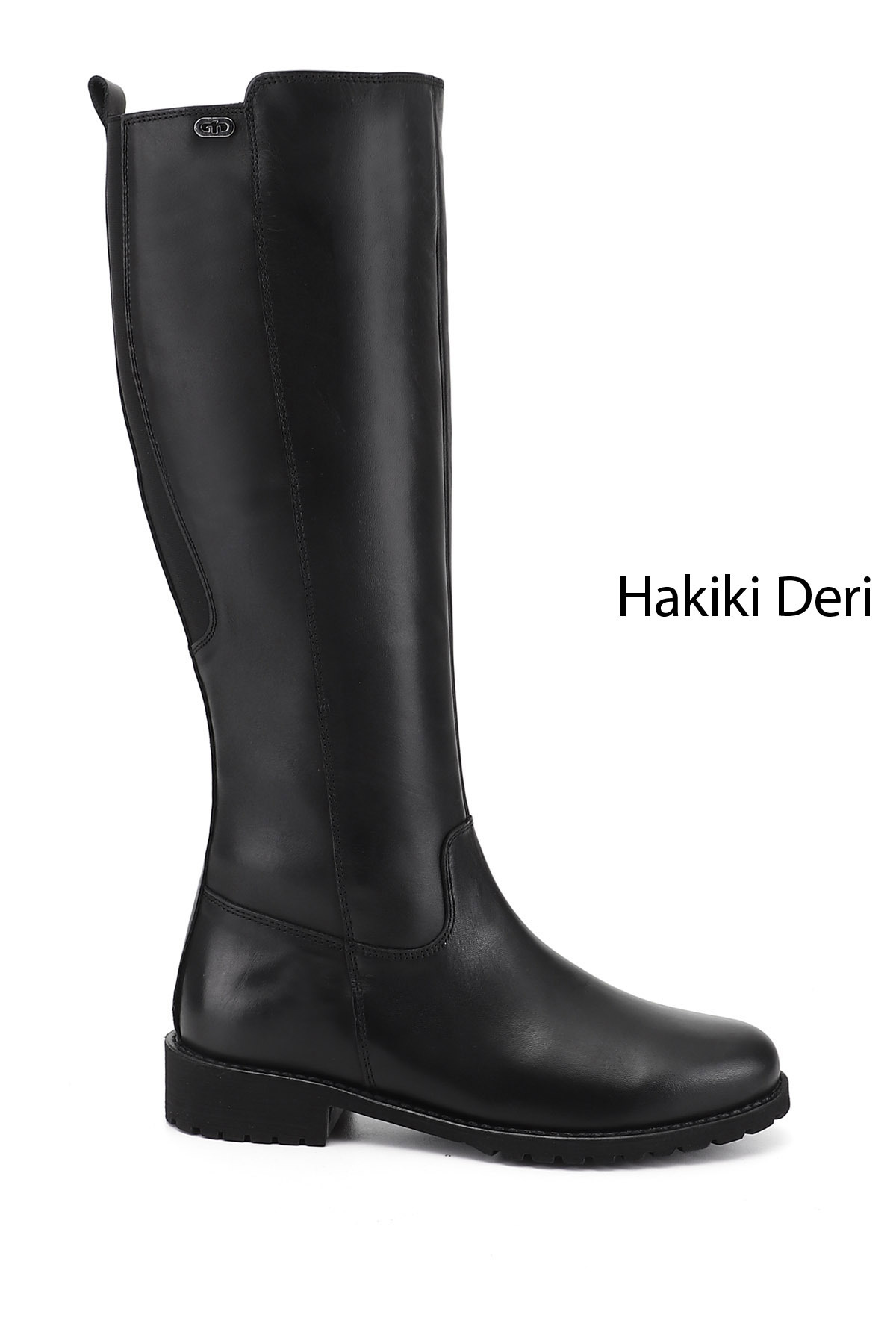 Women's Black Zippered Rubber Sole Genuine Leather Boots