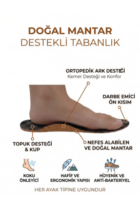 supportive Mantar Tabanlık, Ark & Metatars Destekli, Epin Tabanlık