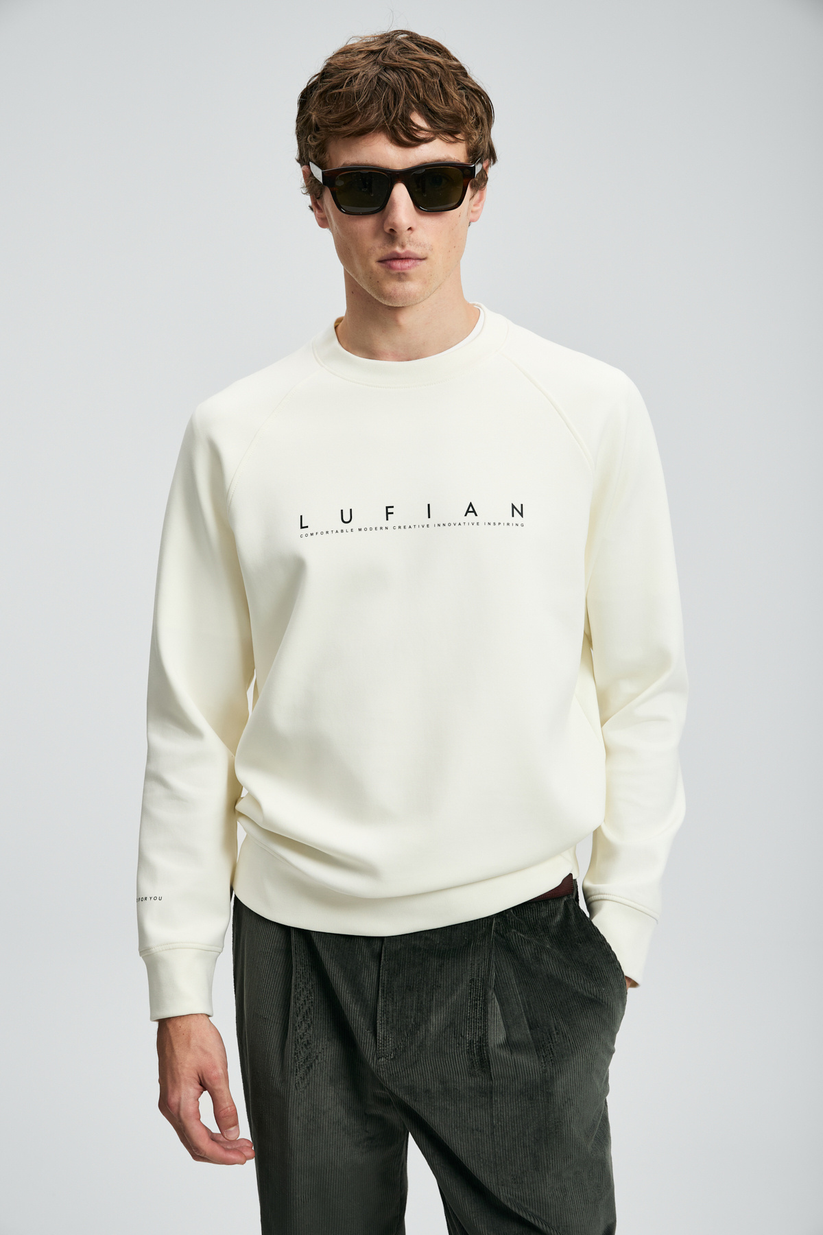 Lufian Cooper Erkek Sweatshirt Kırık Beyaz görsel 4