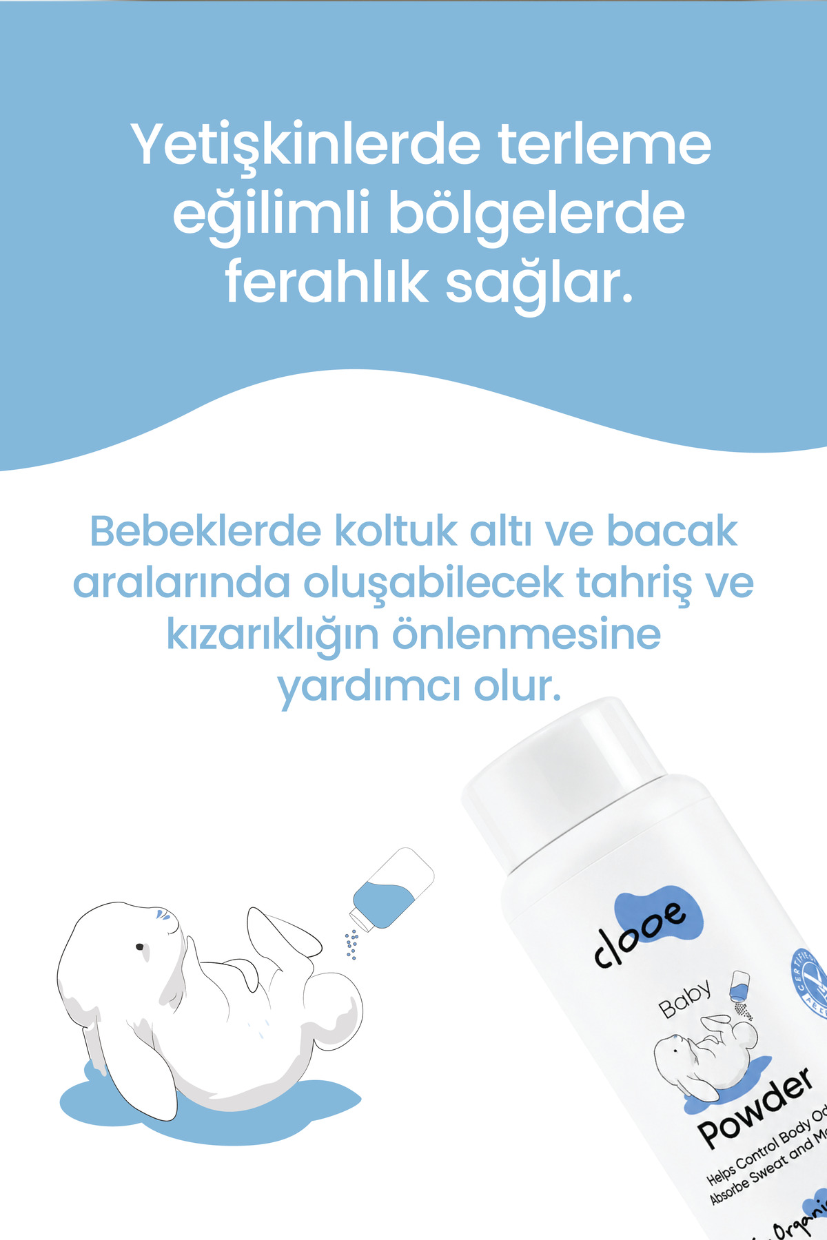 2'li Avantajlı Paket Bebek Pudrası 150 g - Talk İçermez - Organik - Aloe Vera & Mısır Nişastalı - Hassas Ciltler İçin — PKA045 — تصویر 4 از 4