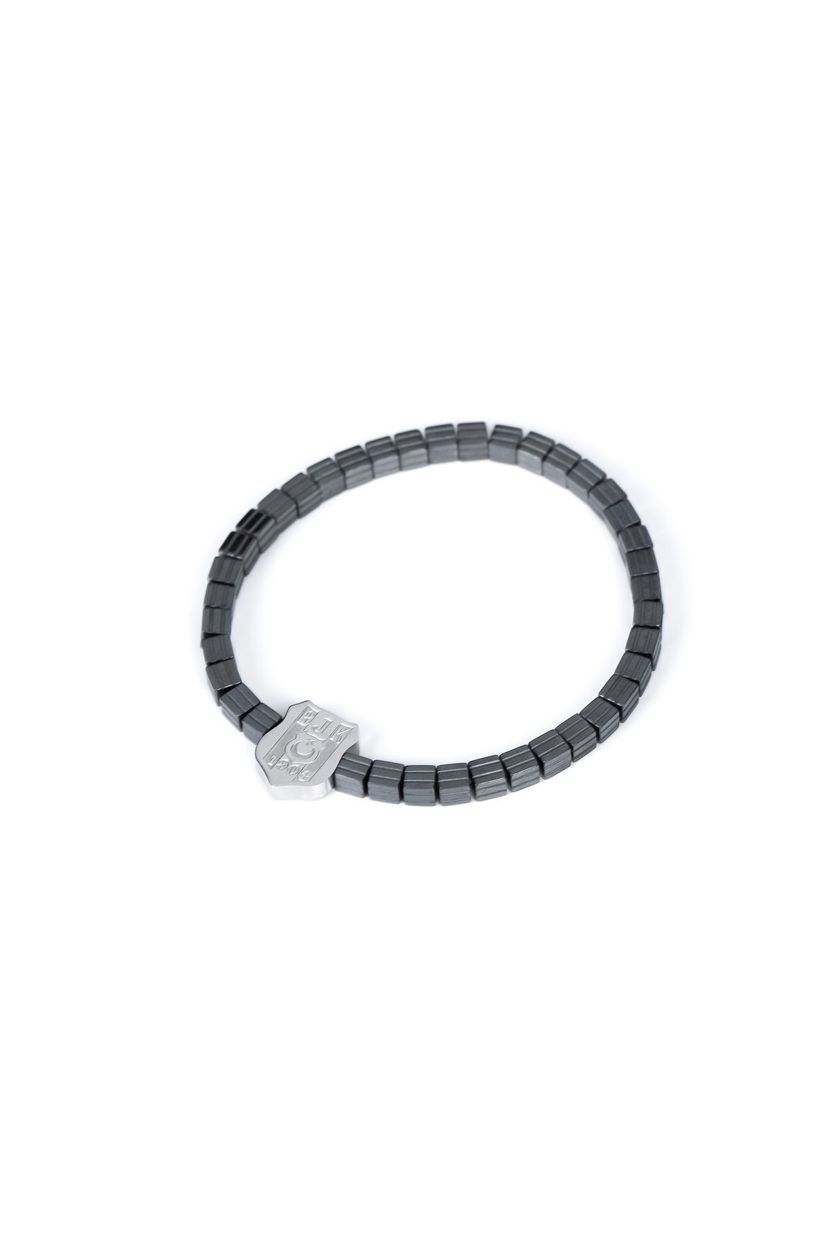 Beşiktaş Bjk Unisex Kare Hematit 4 mm Doğal Taş Metalik Gri Çelik Logolu Bileklik görsel 4