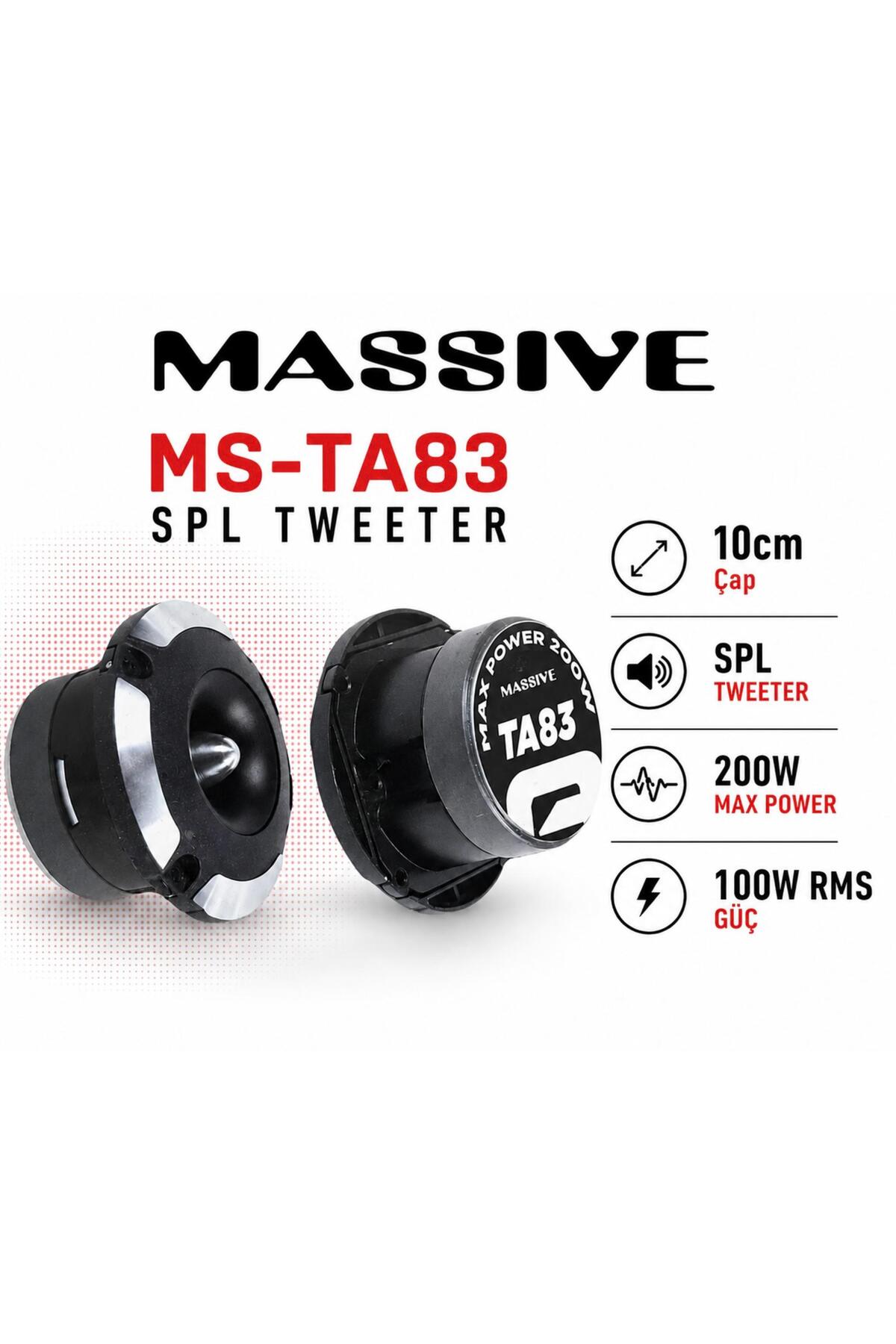 パーツ time EXPRESSO8 Massive Ms-TA83 Çifti 400Wat-200W Rms 10cm SPL Dome Tweeter 1Takım