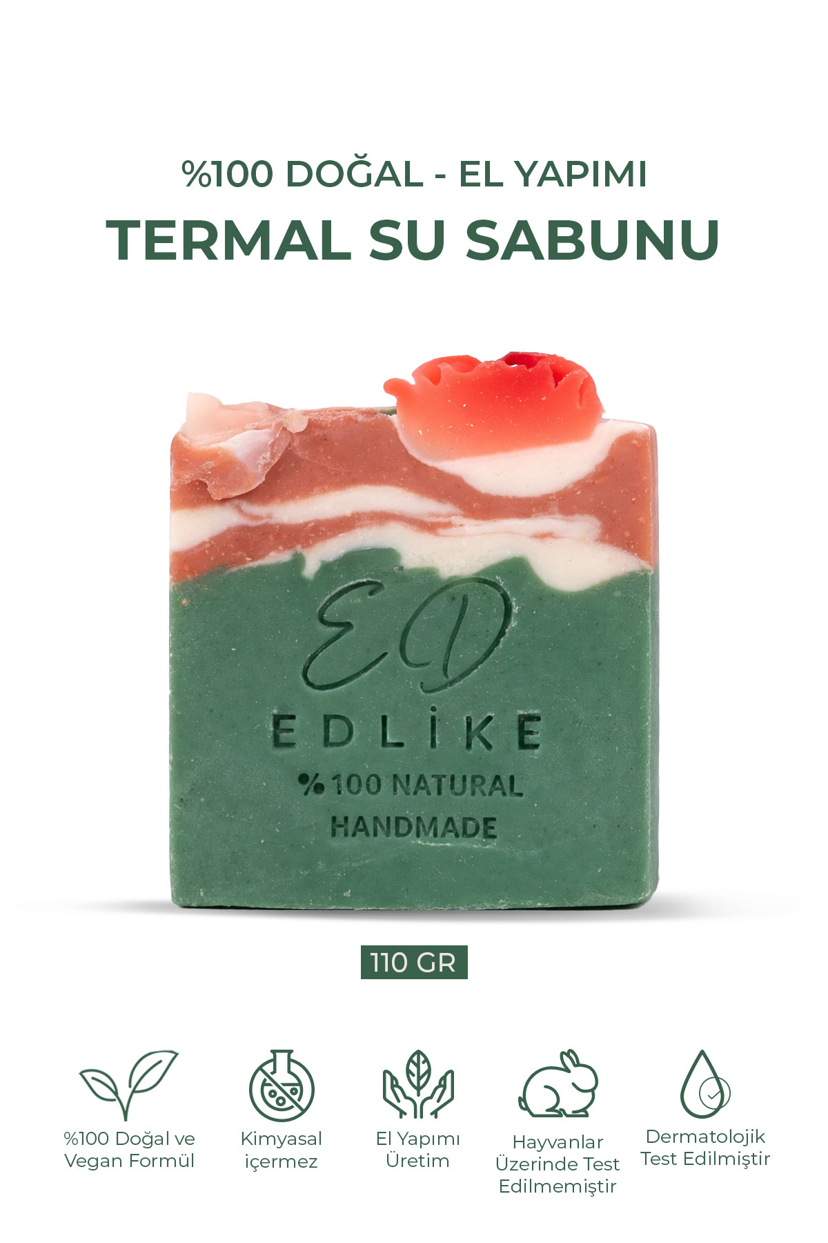 EDLIKE Termal Su & Gül Suyu Arındırıcı Kil Sabunu