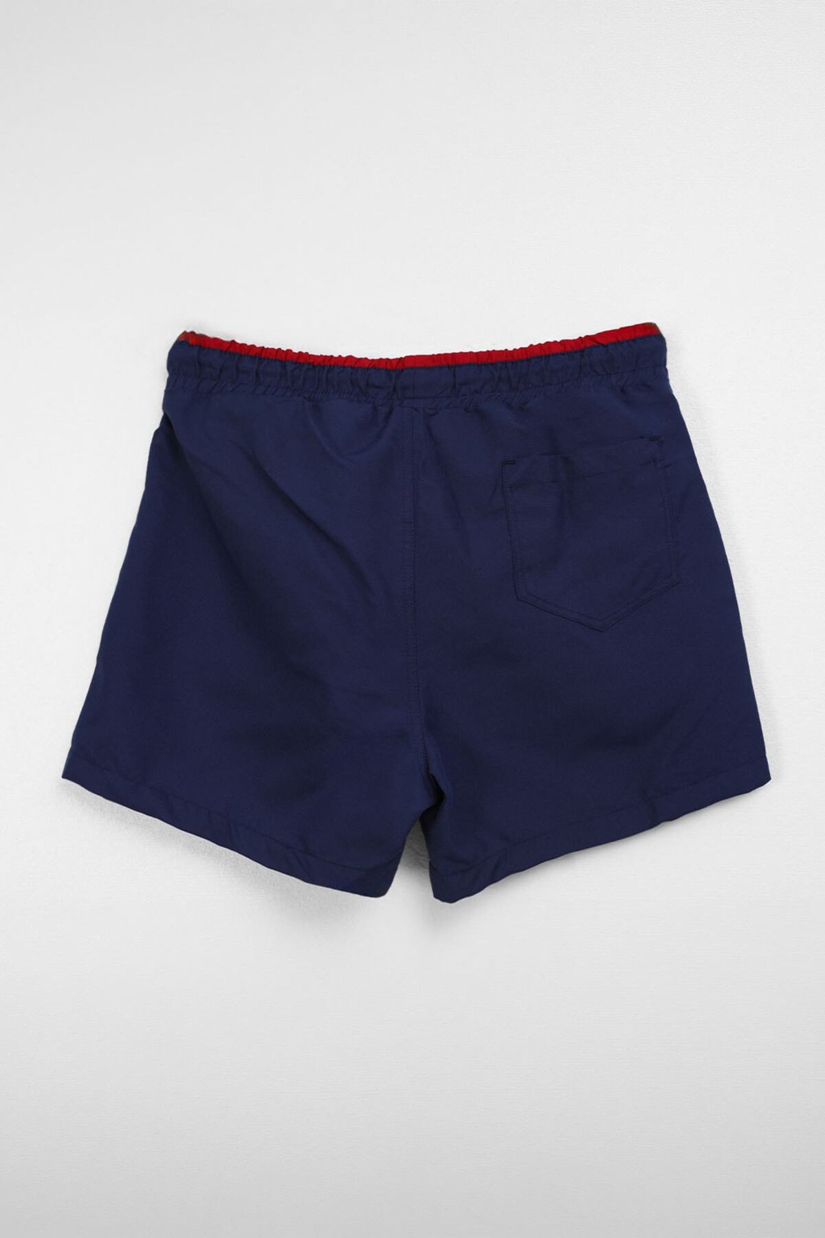 MARKAPIA Men's Flat Pocket Mesh Blue Swim Shorts