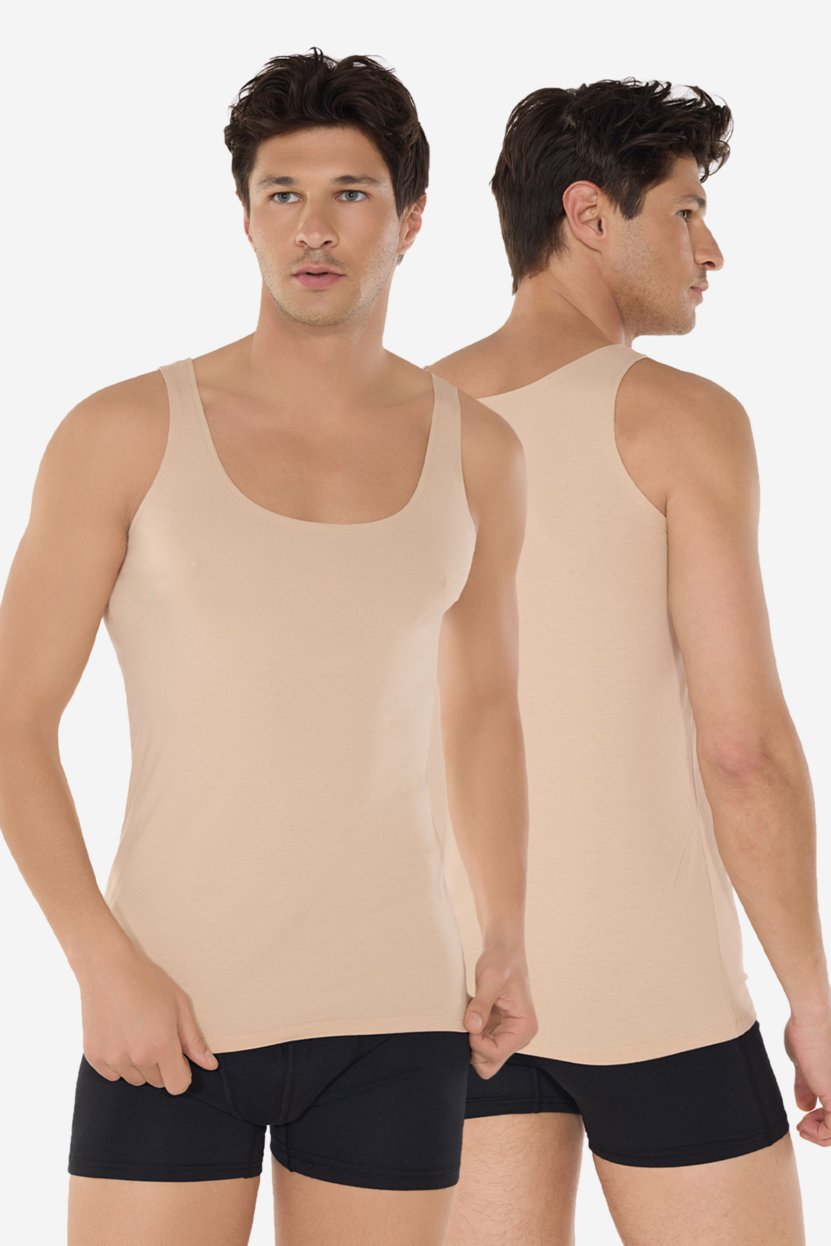 Invisible Singlet Men's 2 Pieces Skin Color Thin Strap Non-marking Modal Singlet 013