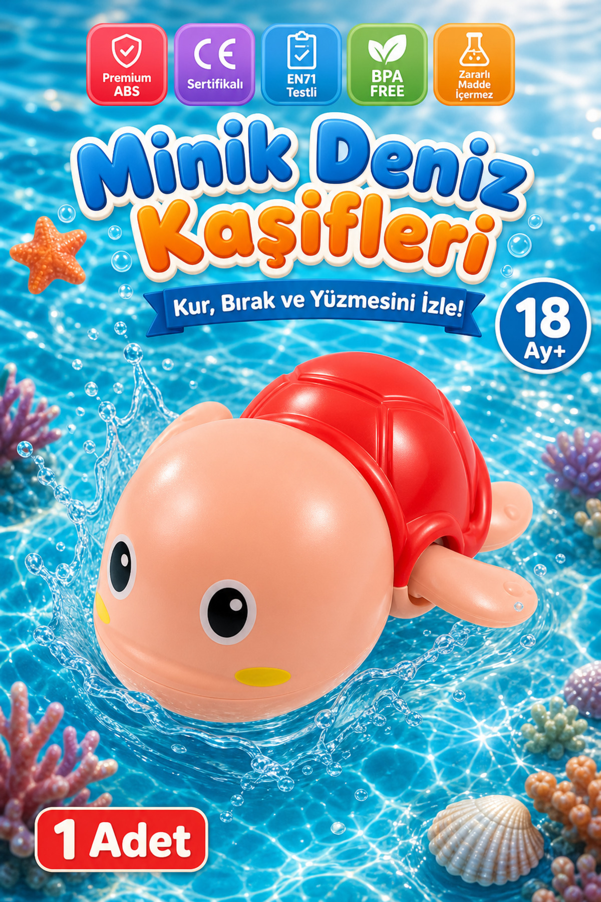 Wind-Up Turtle Baby Bath Toy – Cute Water Floating Game Hand Eye Development Toy