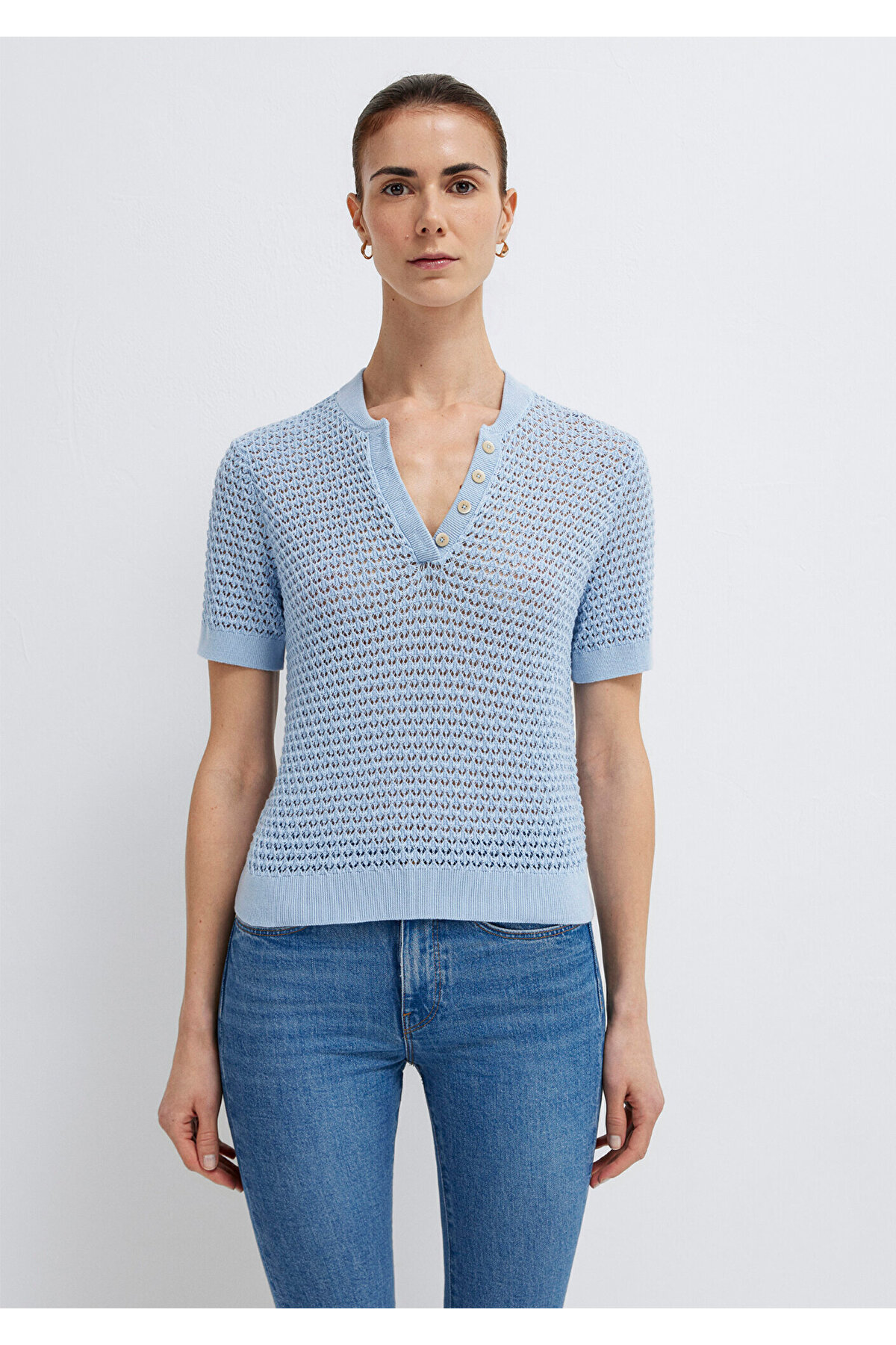 Mavi  Triko Polo Slim Fit / Dar Kesim 1710886-90160 - Görsel 4
