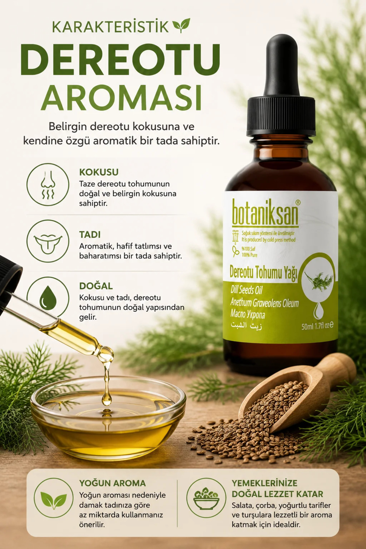 Dereotu Tohumu Yağı 50 ml Soğuk Sıkım Saf ve Katkısız, Doğal — DEREOTU TOHUMU YAĞI 50ML — تصویر 5 از 8