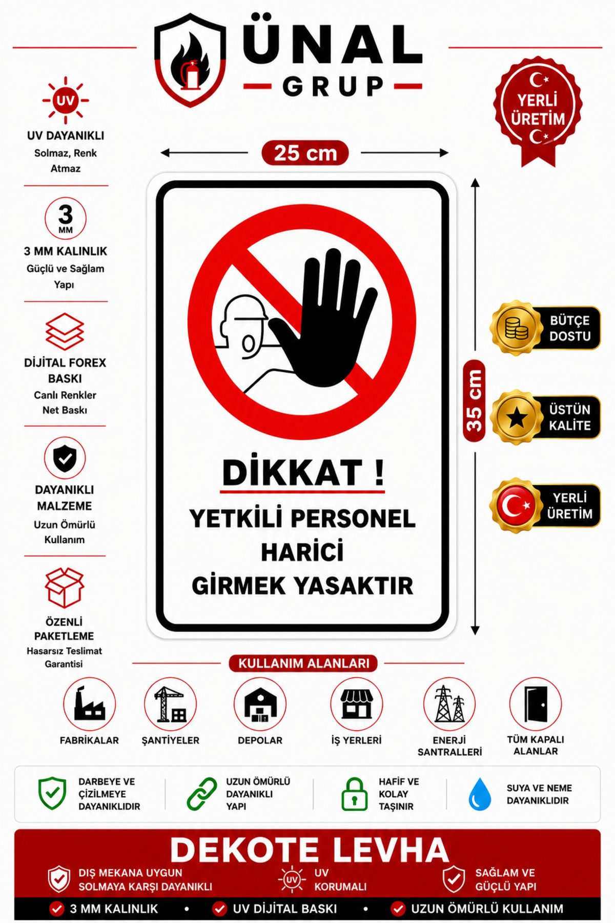 Personnel External Entrance Sign 25x35 cm Dekota Door Wall Warning Sign