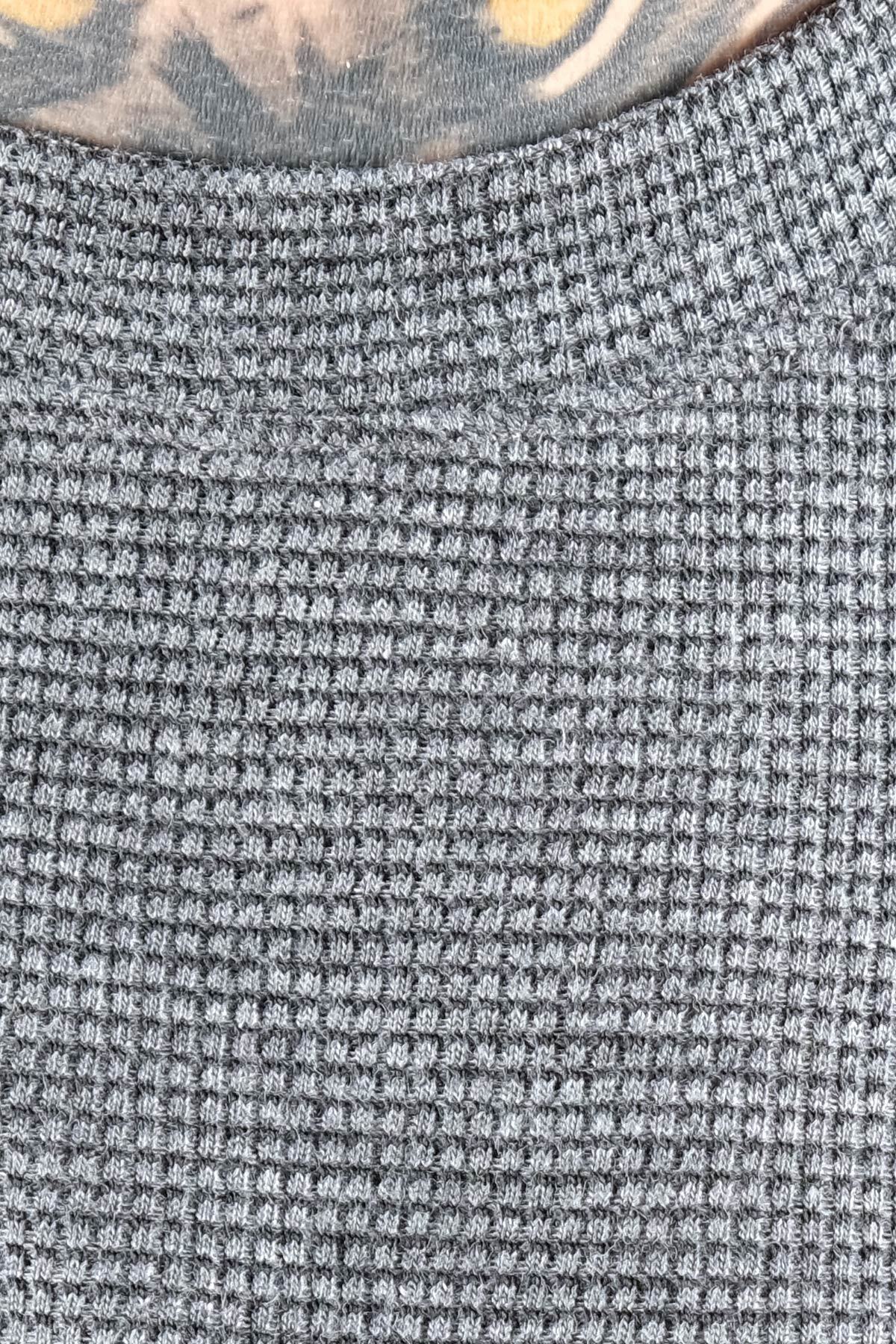 ModeXL Mode XL Büyük Beden Erkek Sweatshirt Bisiklet Yaka Uzun Kol WAFFLE 23460 Antrasit görsel 4