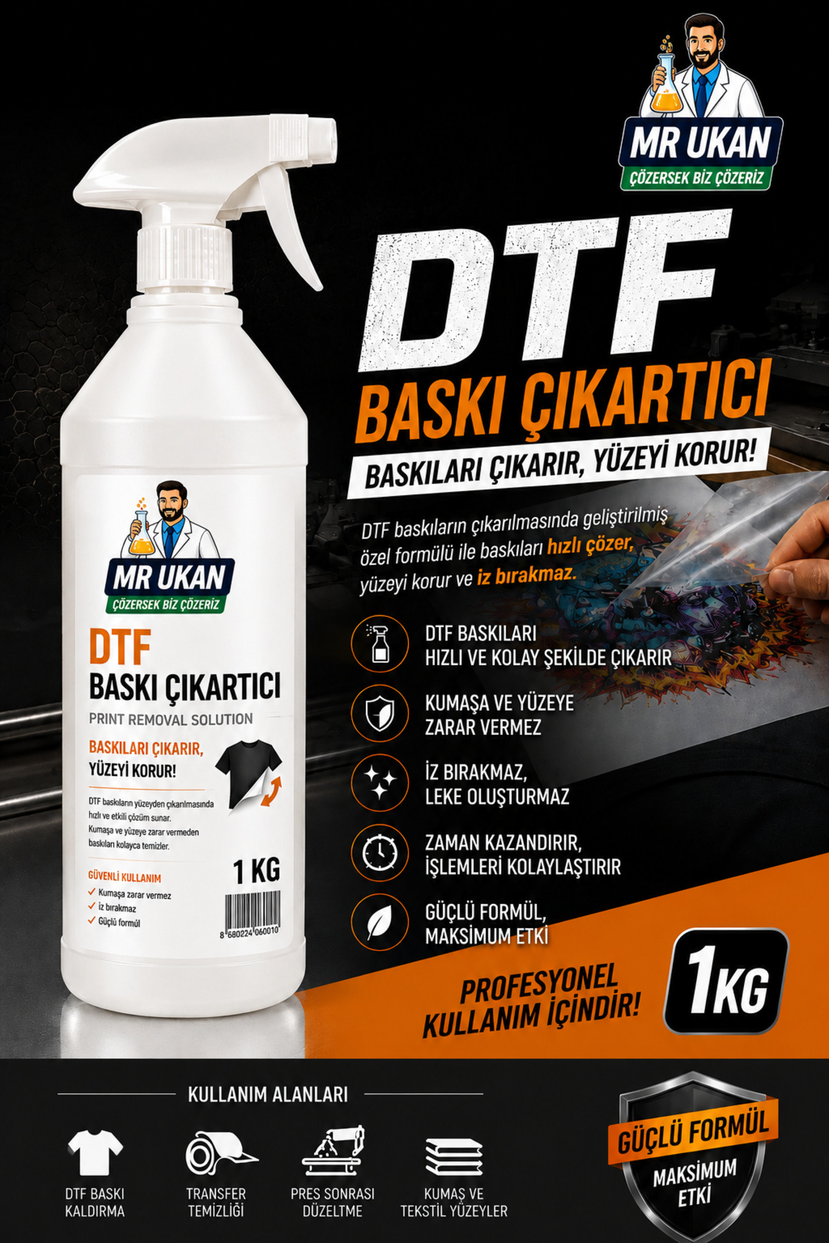 Dr.Ozz DTF Baskı Çıkartıcı 1kg Yüzey Transfer Baskı Sökücü