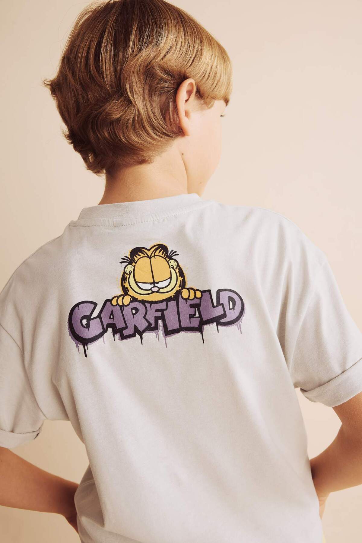 Defacto 100% Cotton Garfield Oversized Crew Neck Short Sleeve T-Shirt for Boys H8263A826Hs