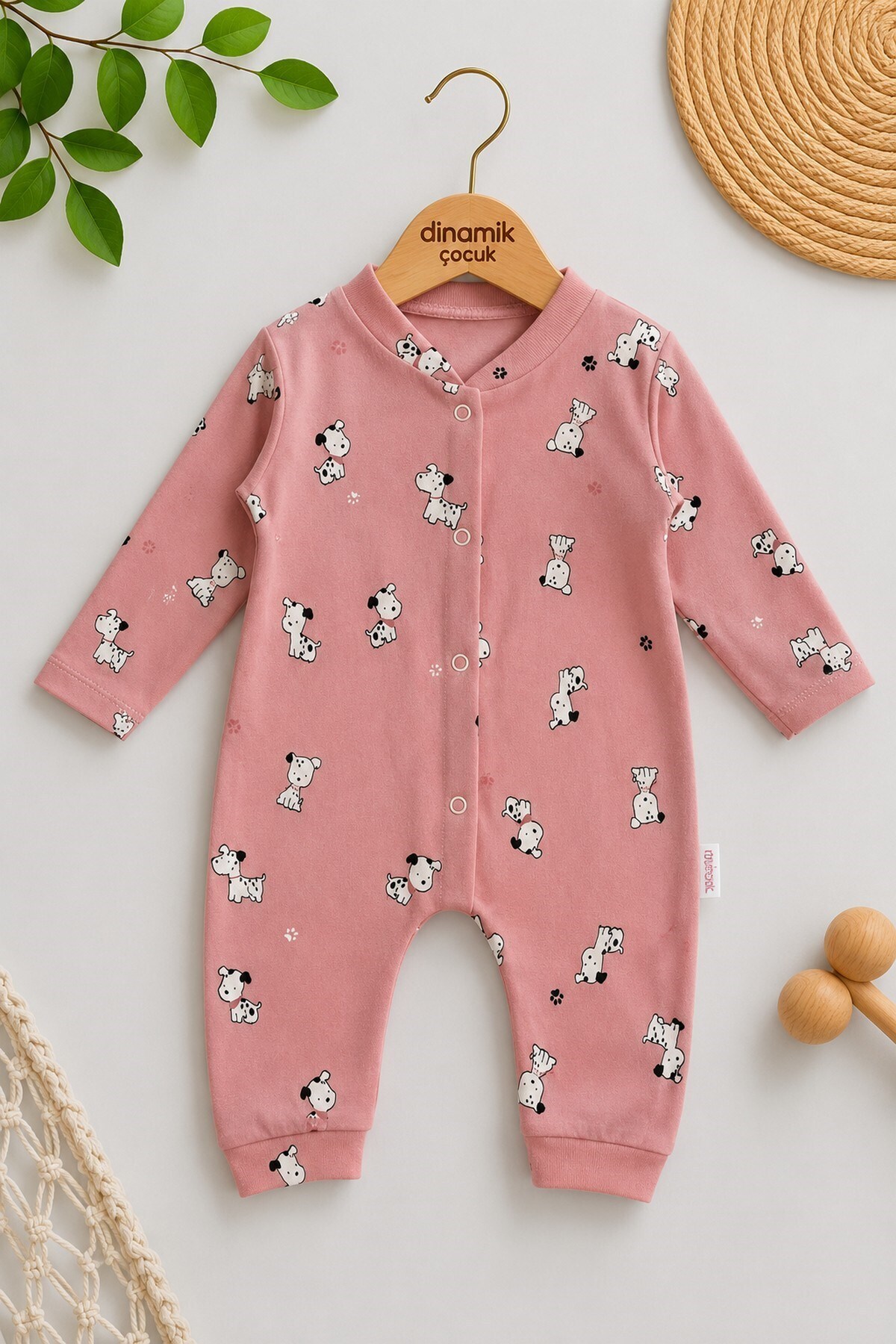 Unisex Baby Dog Printed Newborn Baby Jumpsuit with Snap Fastener 100% Cotton Flexible