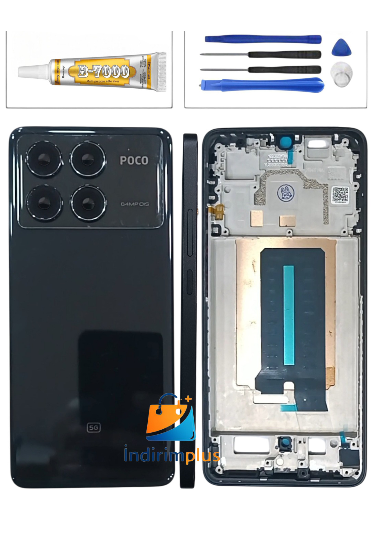 POCO X6 Pro 512GB 付属品・おまけ付 indirimplus Poco X6 Pro Kasa SİYAH RENK 3 Parça Kapak+Ekran Çıtası
