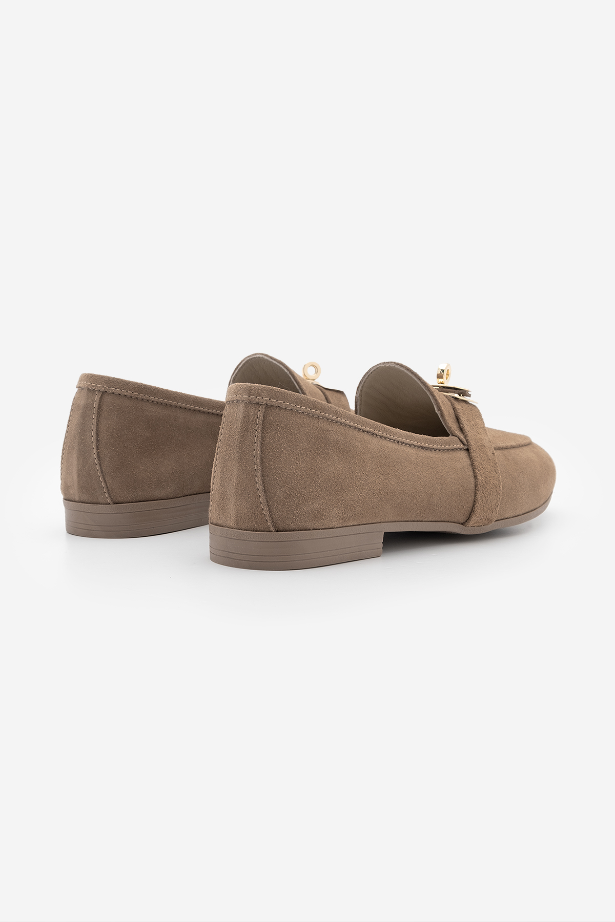 Marjin Kadın Loafer Hakiki Deri Tokalı Makosen Günlük Ayakkabı Nador Camel Süet görsel 8