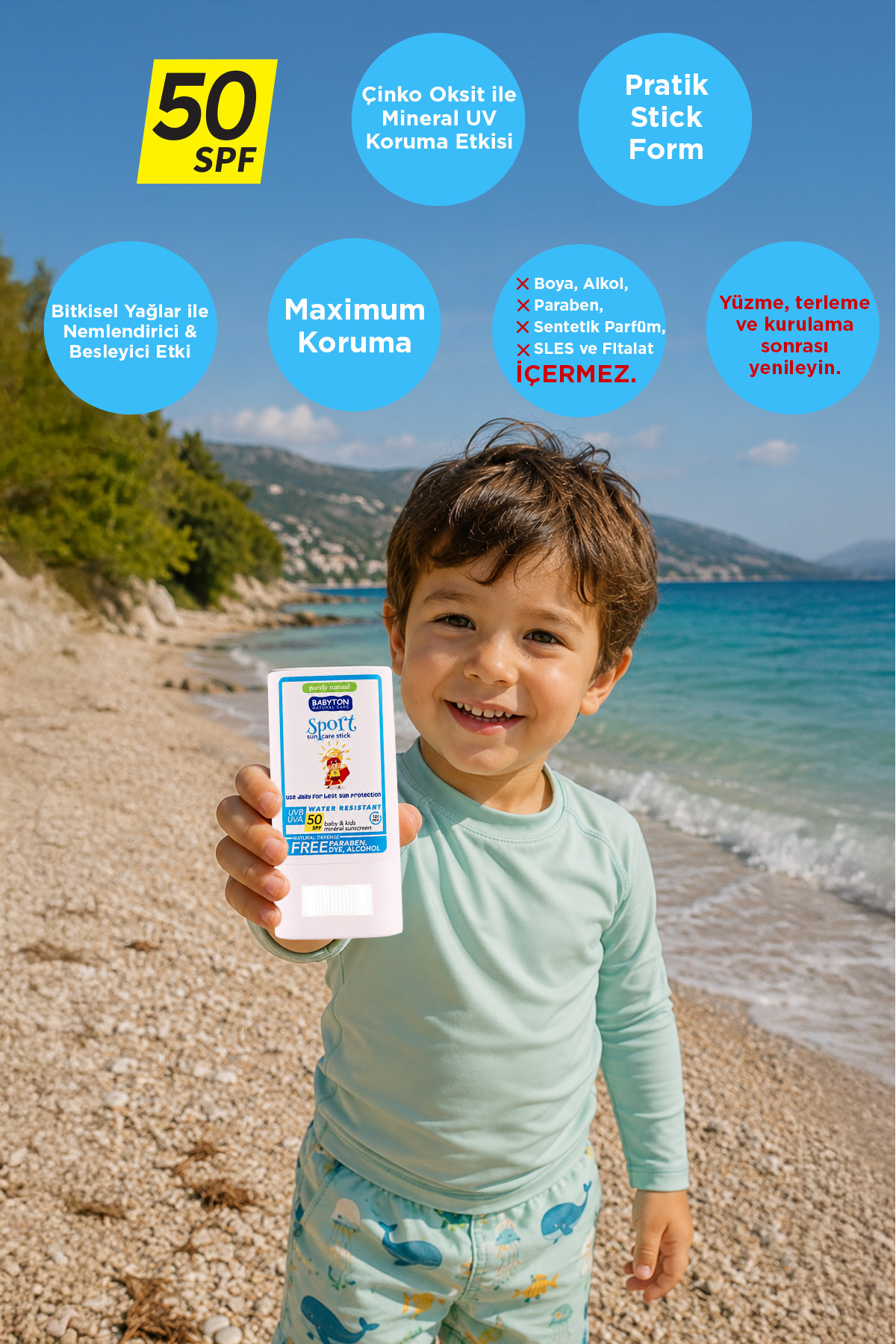 Doğal Suya Dayanıklı Güneş Koruyucu Stick 50 SPF 20 gr — P472S4201 — تصویر 2 از 4