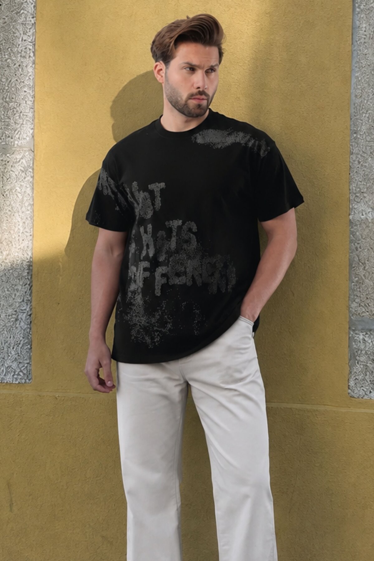 Madmext Men's Black Printed T-Shirt E7115