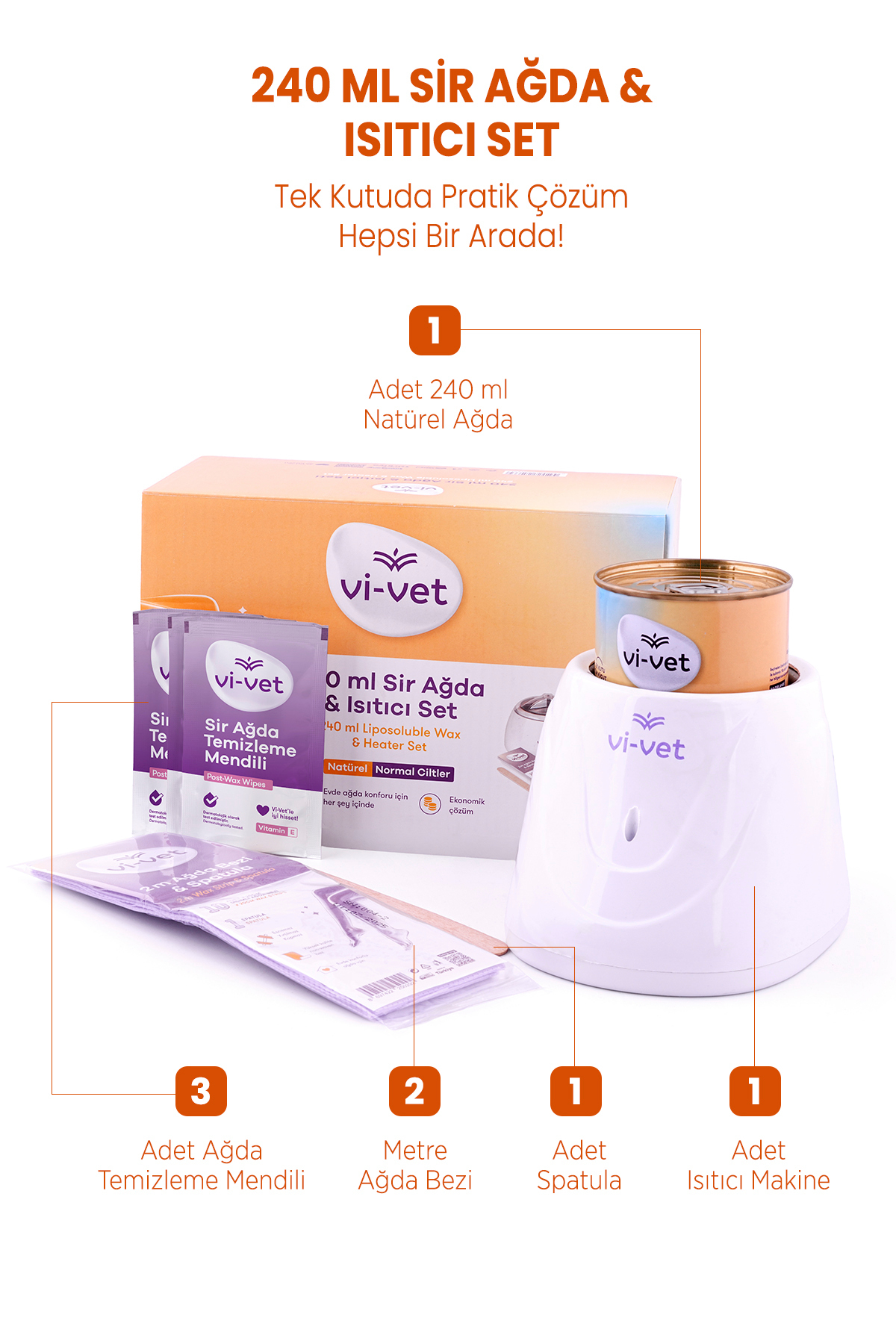 VİVET SİR AĞDA 240 ML ISITICI SET (KUTULU) — SİRAGDASET — تصویر 2 از 5