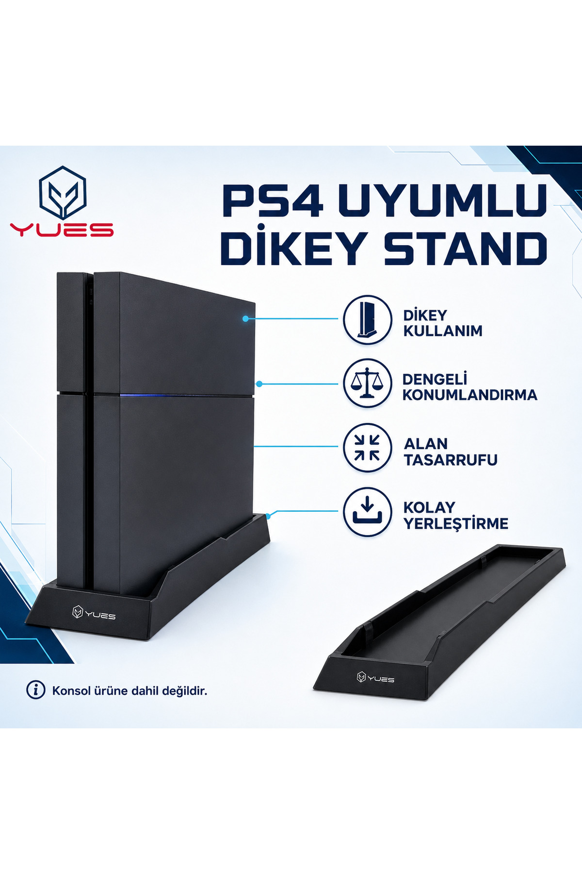 SONY PlayStation4  スタンドつけます。 YUES PS4 Dikey Stand – Vertical Stand, PlayStation 4 Kalın Kasa