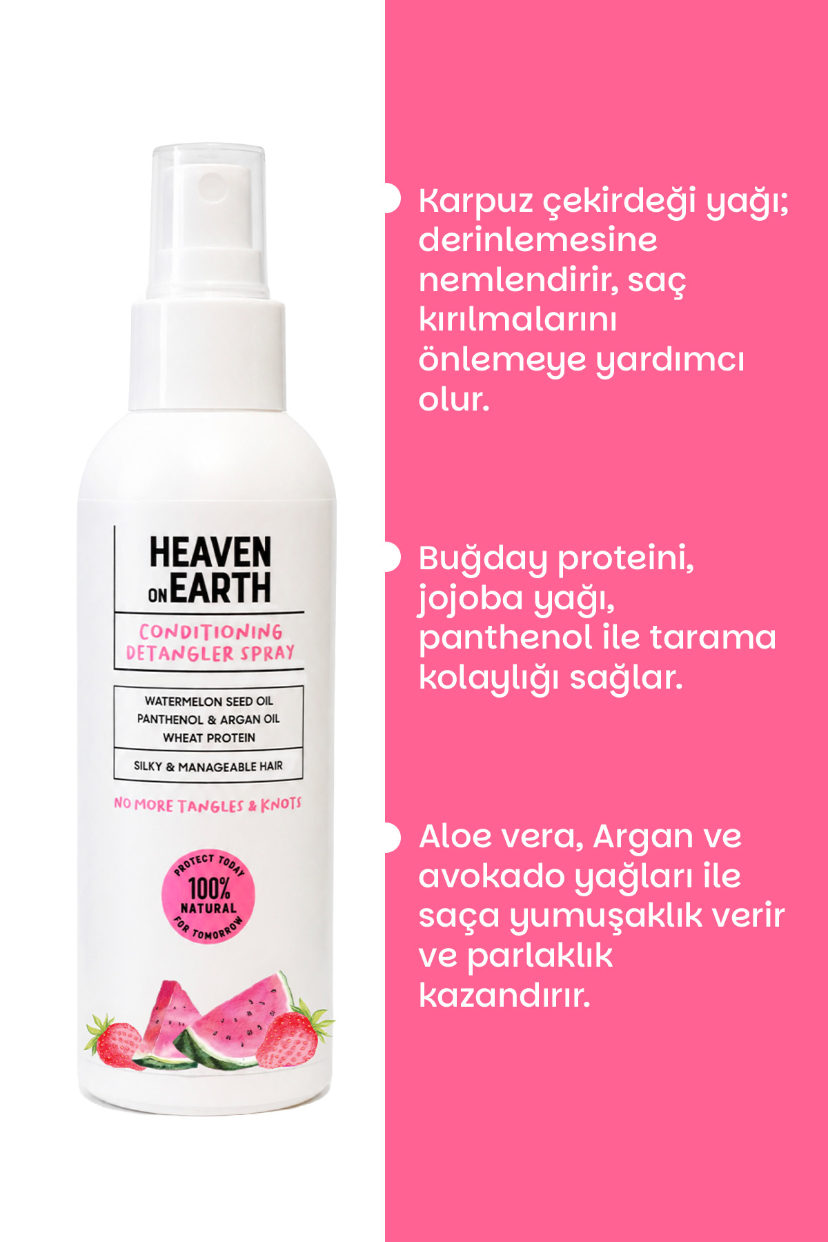 %100 Doğal ve Organik Içerikli Kolay Saç Tarama Spreyi-150 ml — 8683148624288 — تصویر 6 از 9