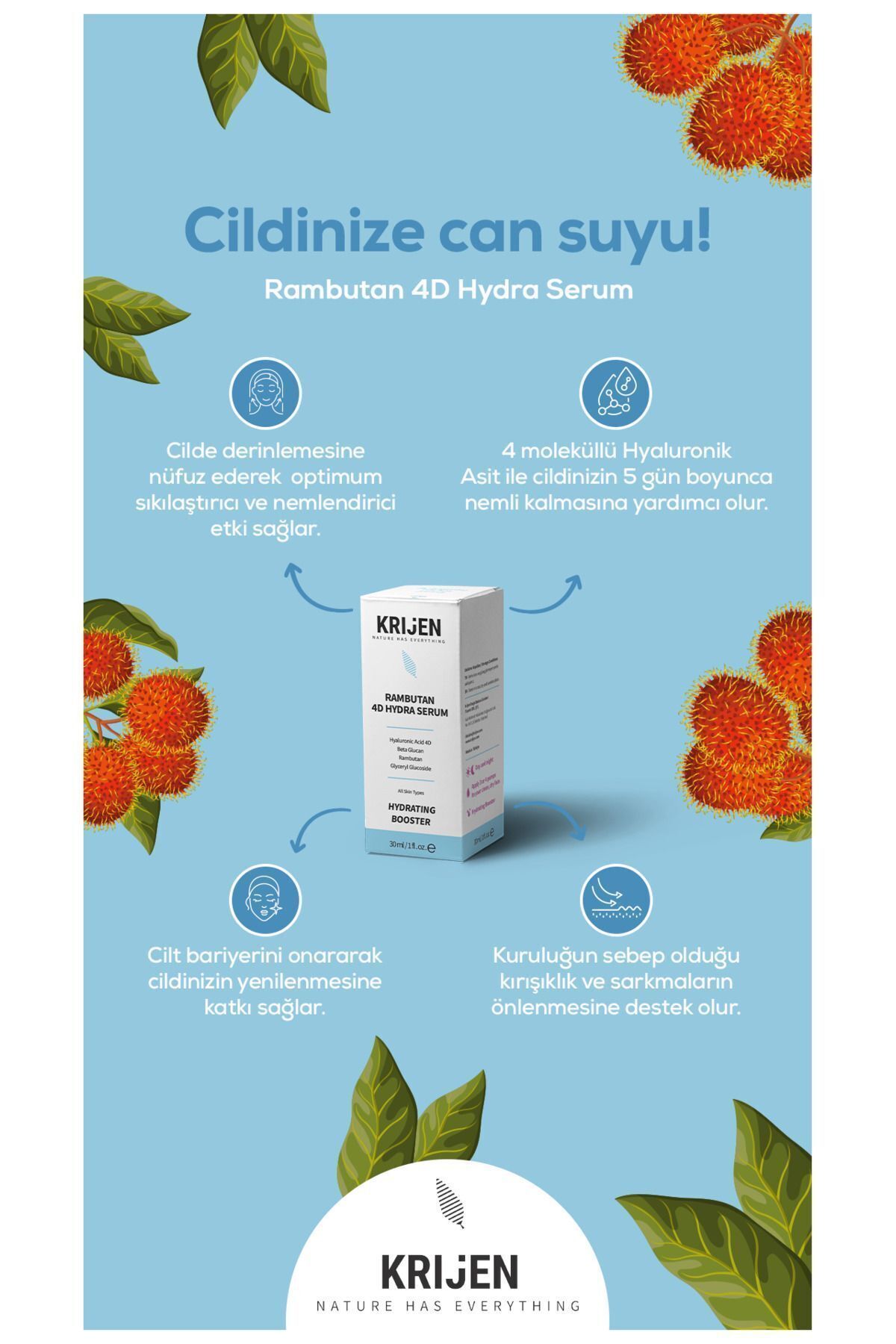 RAMBUTAN 4D Hydra Yoğun Nemlendirici Serum | Hyaluronic Acid 4D + Beta Glucan — Hydra Serum — تصویر 8 از 8