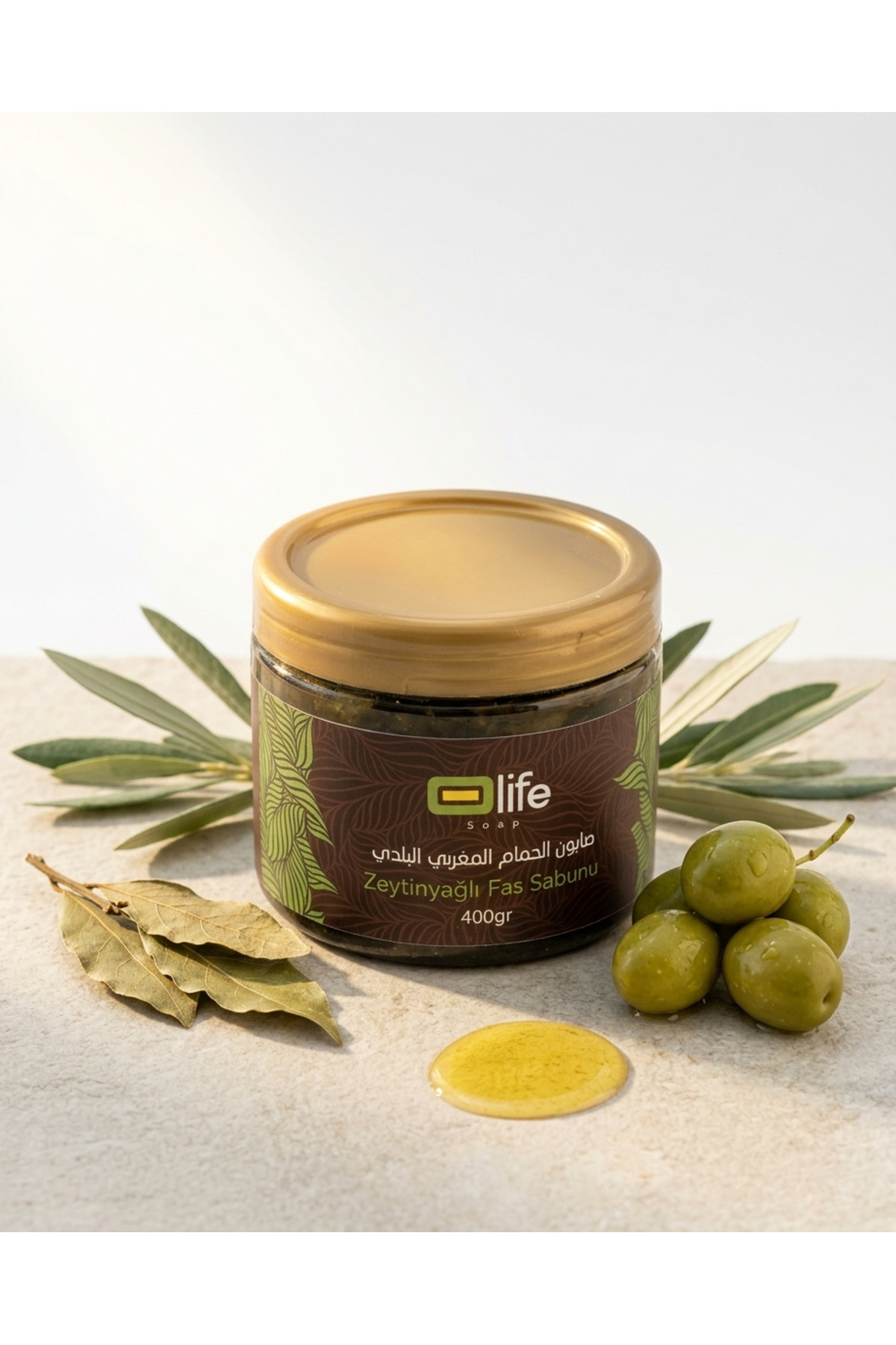 olife soap Doğal zeytinyağlı fas banyo peelingi ve ovma jeli (400 ml) — OFS