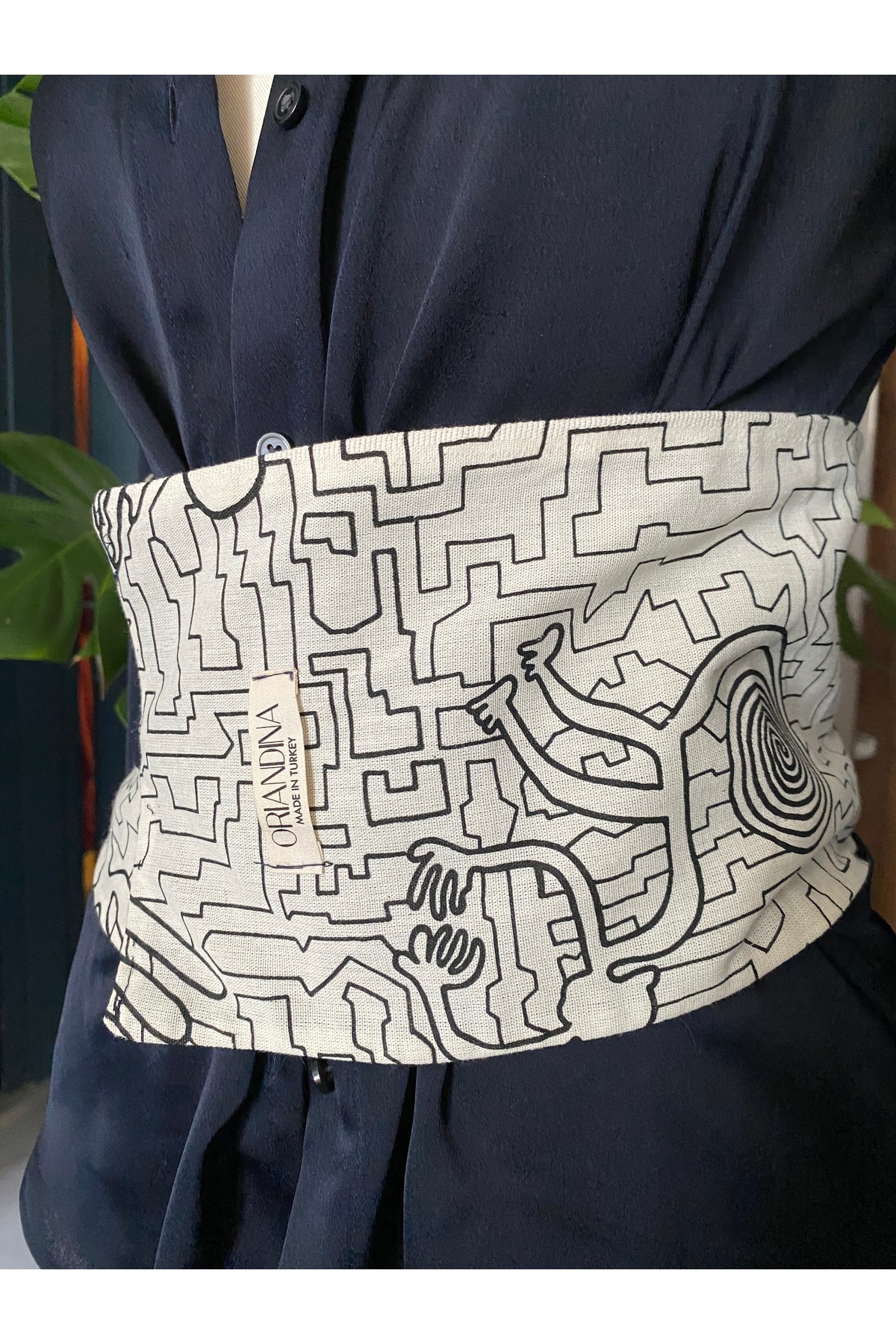 Two-Piece Nasca Obi Belt — Cream / Denim · View 6