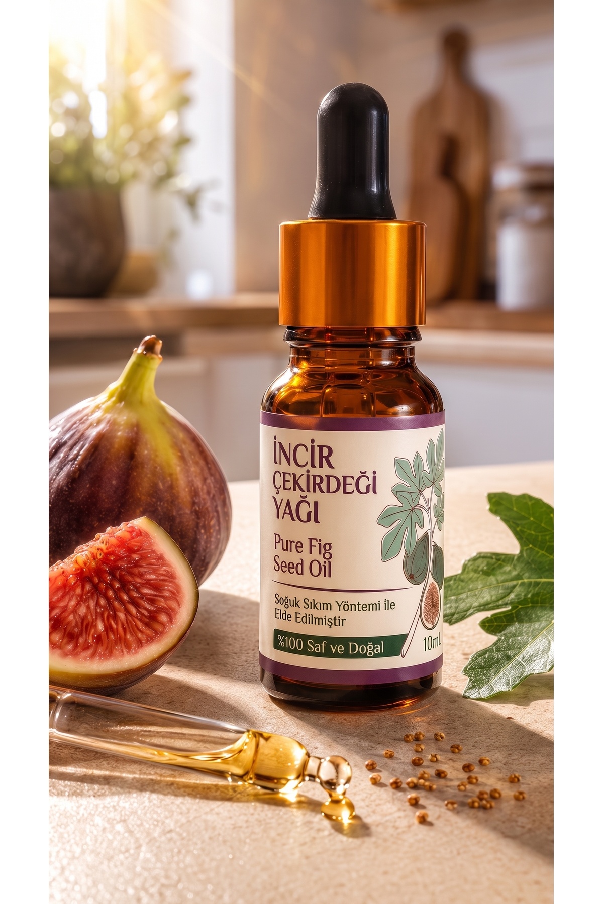 İncir Çekirdeği Yağı 10 ml / Soğuk Sıkım / %100 Saf Ve Doğal / Fig Seeds Oil — A1-İncir-Çekirdeği-yag-10 — تصویر 2 از 8