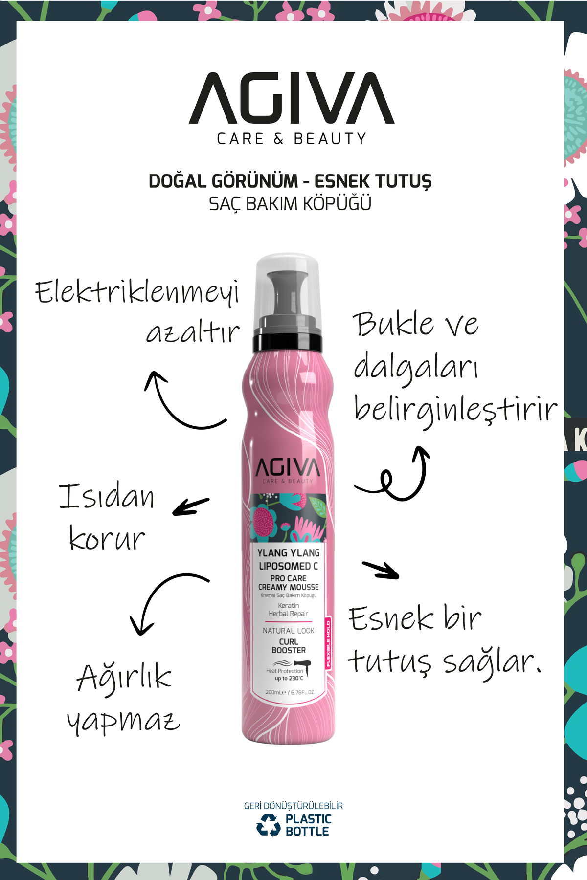 Ylang Ylang Liposom C İçeren Doğal Görünüm Sağlayan Kremsi Saç Köpüğü - Esnek Tutş - Isı Koruyucu - 200 ml — YLANGKÖPÜK — تصویر 3 از 6
