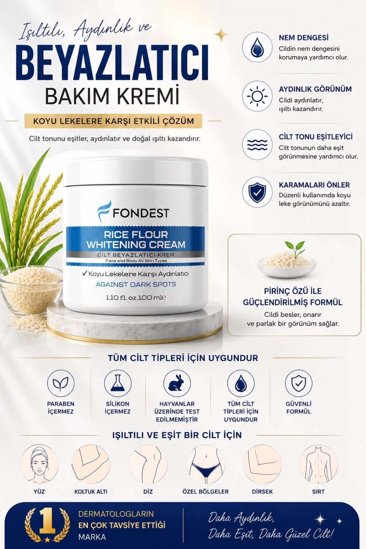 Koltuk Altı-Diz-Dirsek Ve Bikini Bölgesi Cilt Beyazlatıcı Krem 100 ml Skin Whitening Cream — 373730 — تصویر 2 از 5