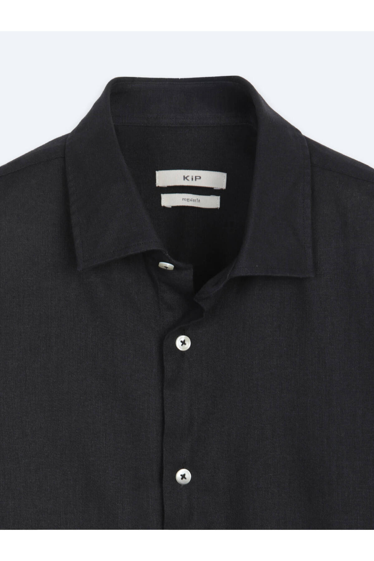 Siyah Regular Fit Uzun Dokuma Casual Pamuk Karışımlı Gömlek — مشکی 53816 — تصویر 8 از 8