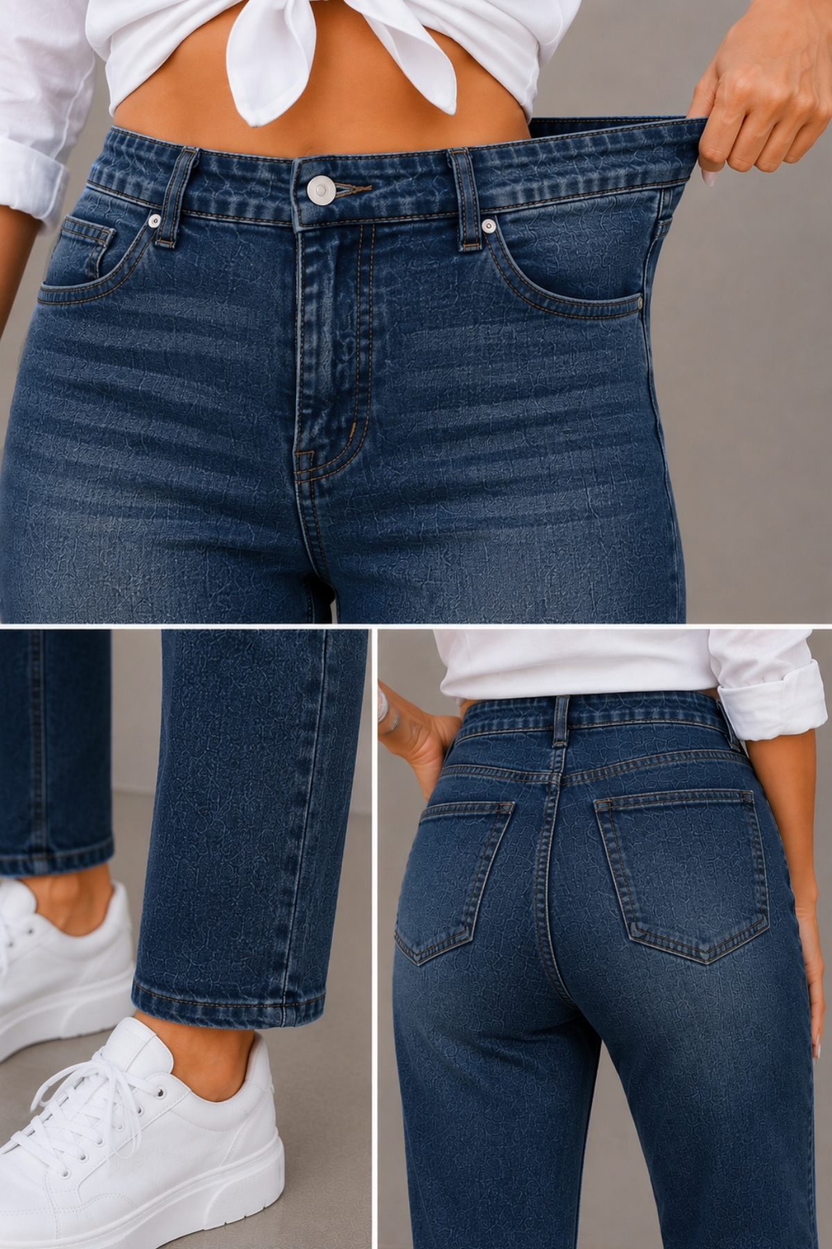 CEDY DENIM Mom Fit Jean Yüksek Bel Boyfriend Kesim Likralı Mavi Kadın Kot Pantolon C599 görsel 3