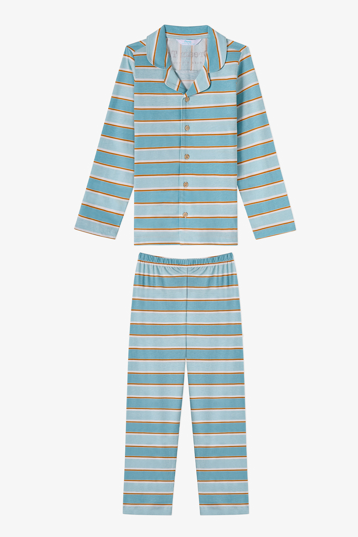 Penti Boy's Blue Long Sleeve Shirt Pants Pajama Set