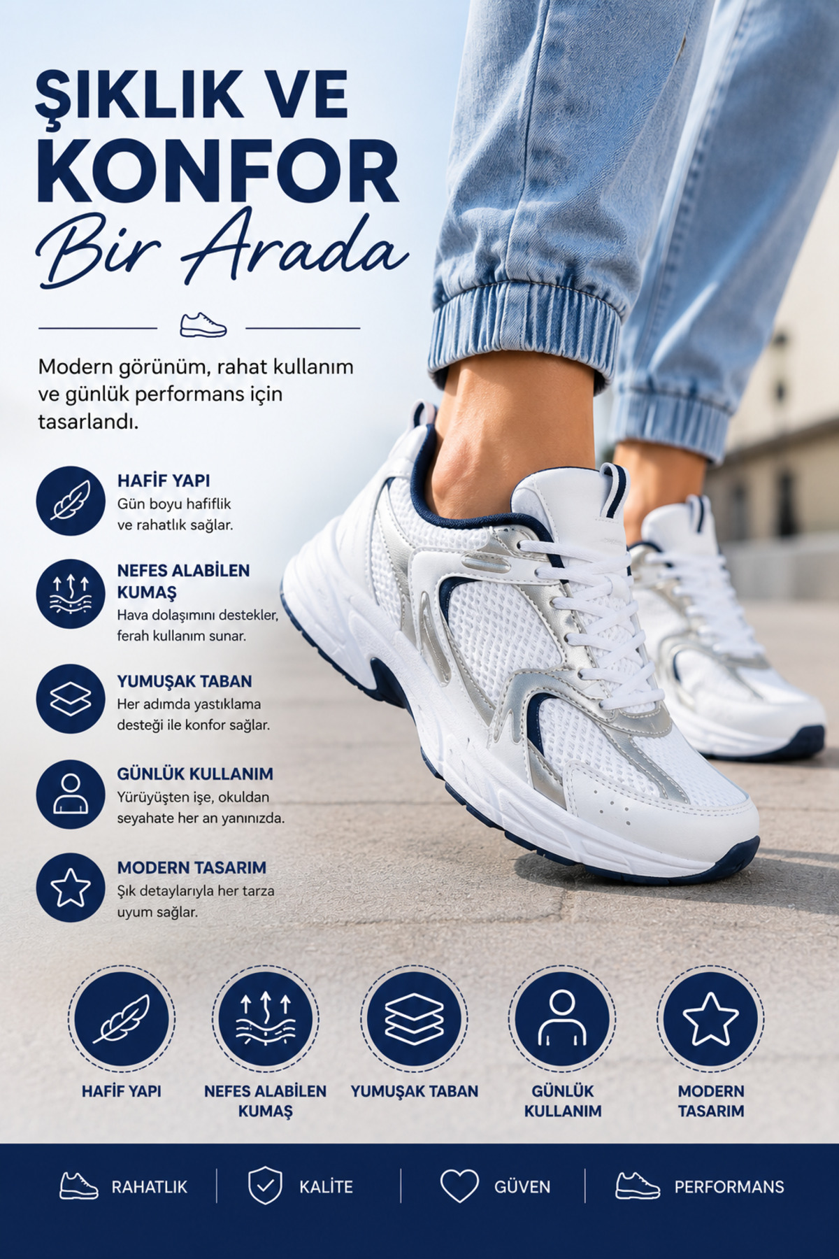 ayakkabıhavuzu 530 Beyaz Lacivert Spor Ayakkabı görsel 5