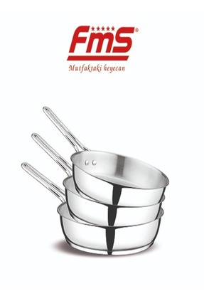 FMS ÇELİK 3LÜ YAĞ TAVA | 16 CM -18 CM -20 CM | 18/10 PASLANMAZ ÇELİK