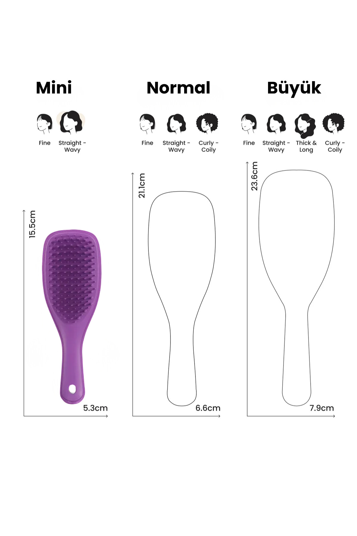 The Ultimate Detangler Fresh Purple Eletriklenme Önleyici Mini Boy Tarak (Düz ve Kıvırcık Saçlar) — بنفش 5060926688916 — تصویر 7 از 7