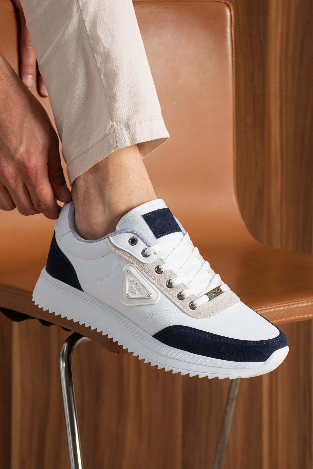 L.A Polo Beyaz Lacivert Erkek Sneaker görsel 4