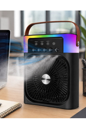 Epilons Mini Klima Fan Buharlı Soğutucu Rgb Led Işıklı Taşınabilir Masaüstü Fan