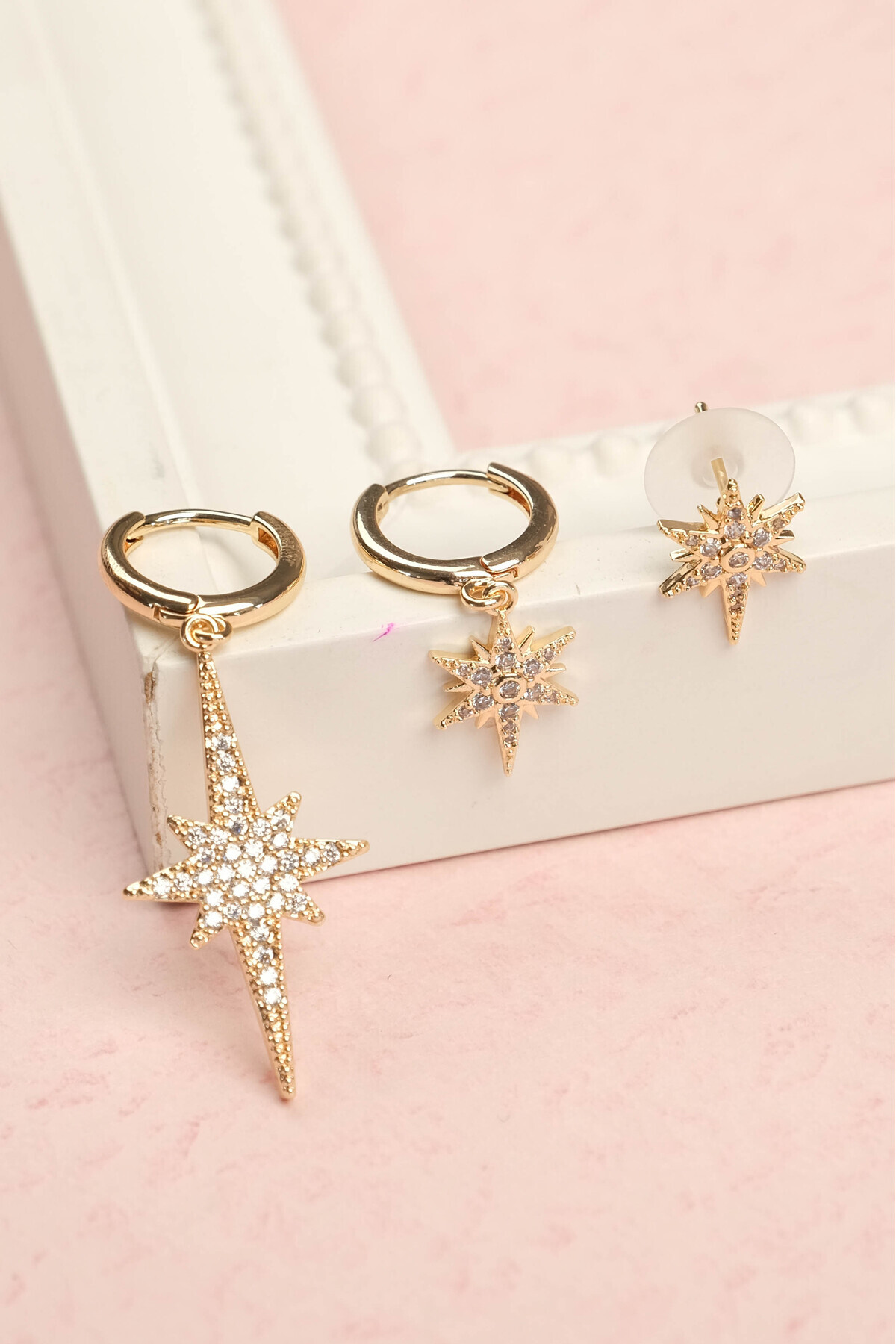 3-Piece Pole Star Steel Earrings