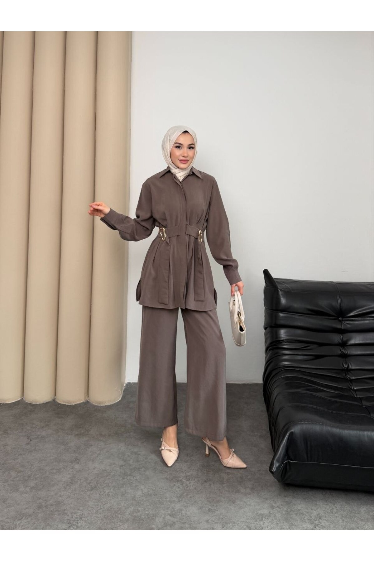 Tesettür Pantolon Takım Beli Kemer Ve Toka Detaylı Bayramlık