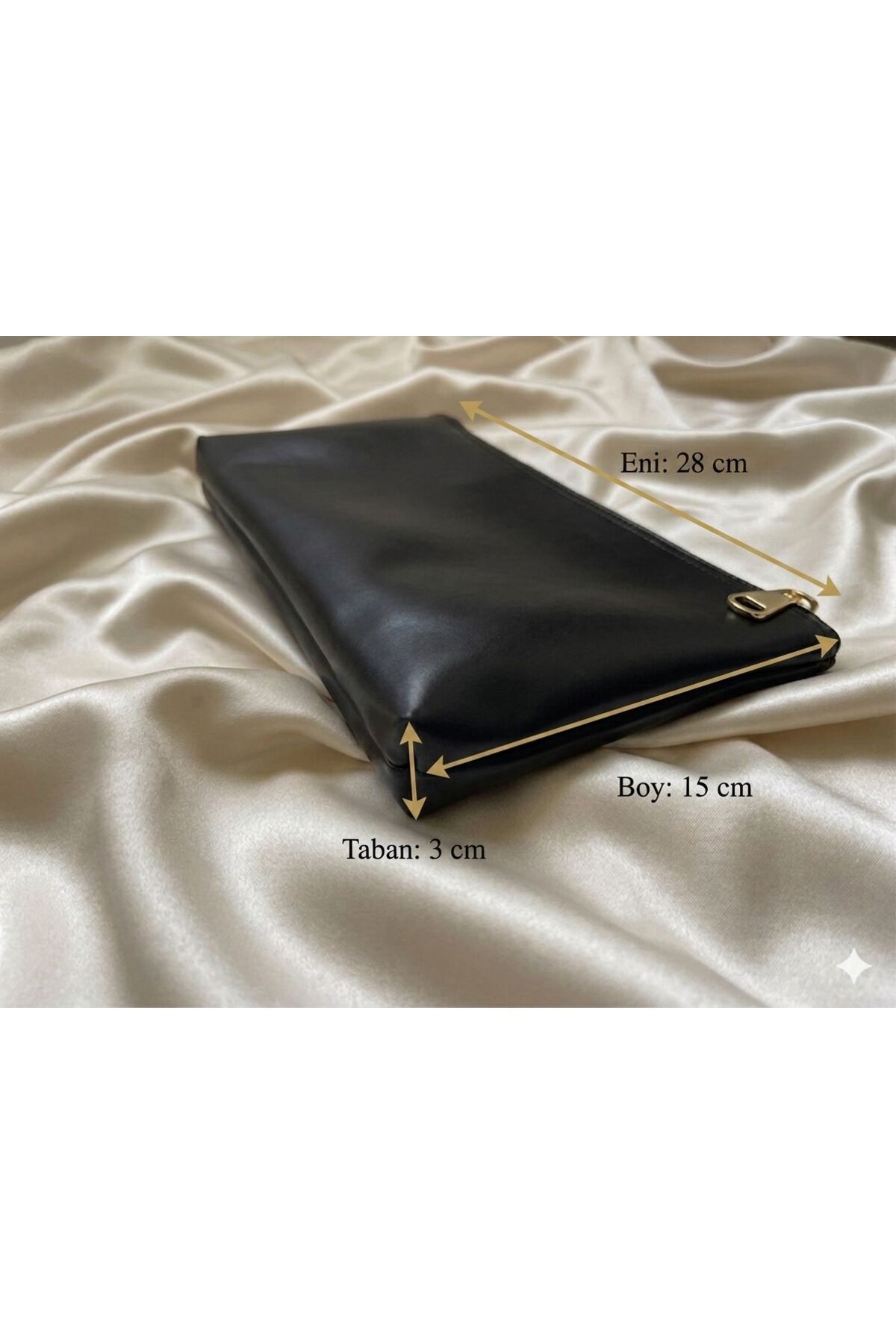 VELORİA BAG & SCARF Veloria Siyah 2 'li Kadın Portföy El & Makyaj Çantası - Şık Gece Çantası - Clutch görsel 5