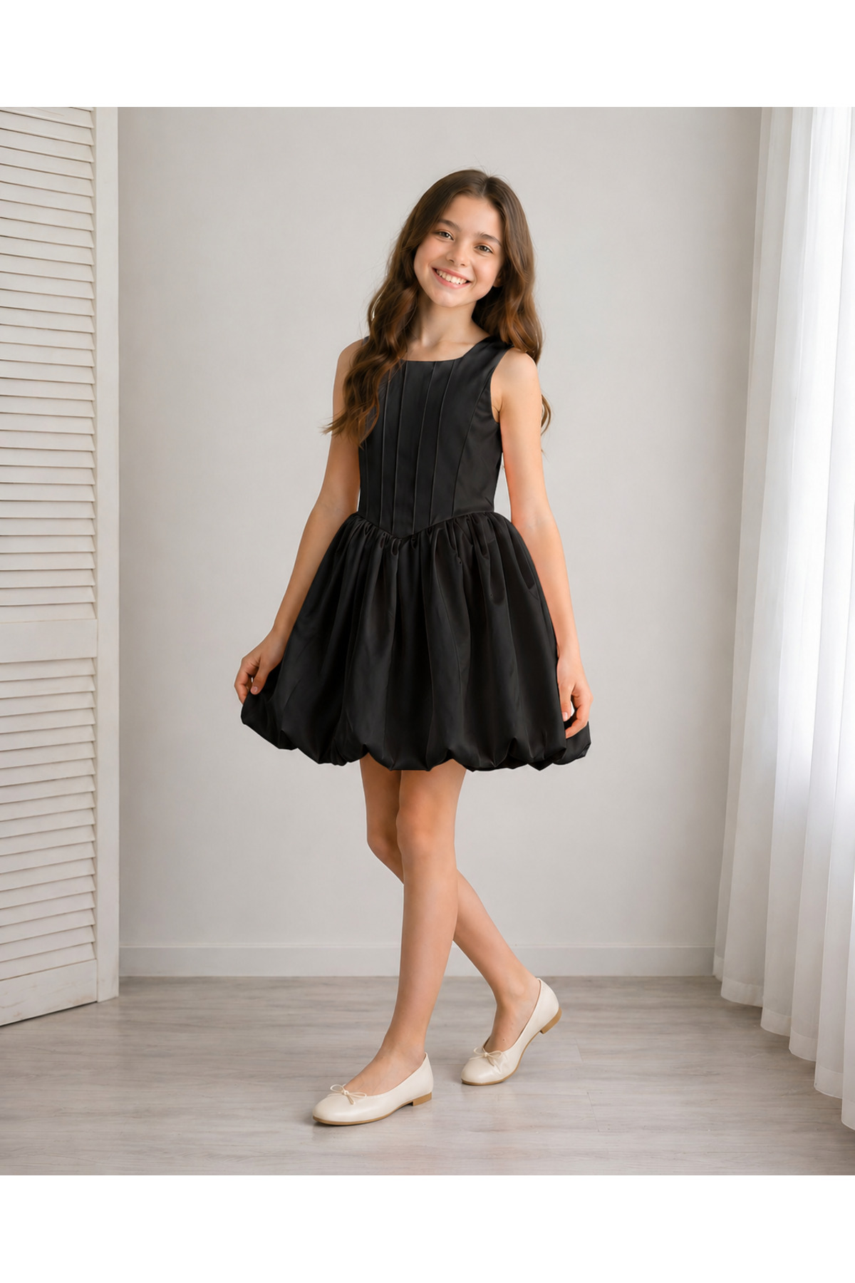Asel Kids BALON ETEK ELBİSE ARKASI BİRİTLİ RAHAT KALIP