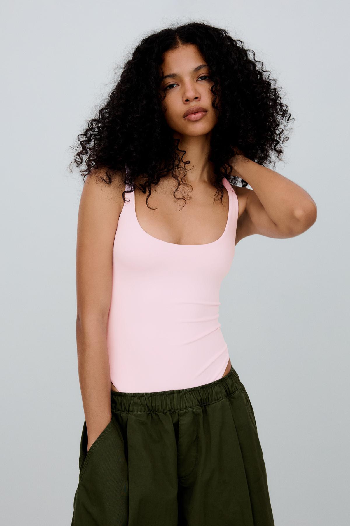 Round neck strap bodysuit