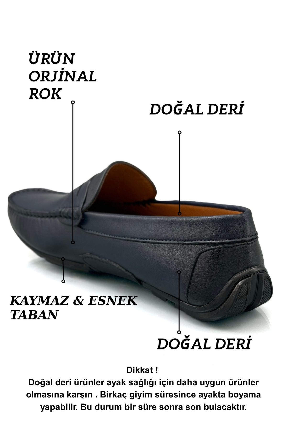 sermoda Erkek Loafer - Hakiki Deri Rok Loafer Erkek Ayakkabı Lacivert görsel 4