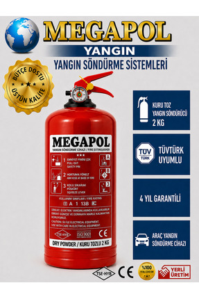 megapol 2 kg abc tozlu yangın söndürme cihazı, yangın söndürme tüpü, yangın s...