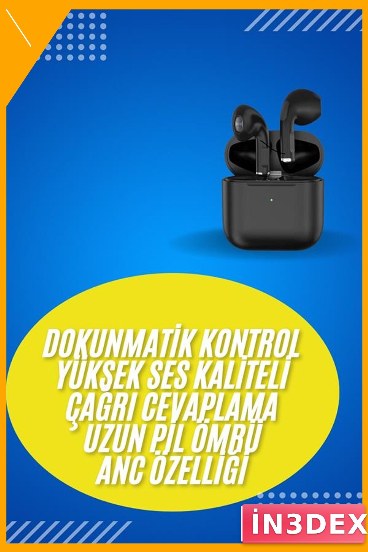 Kulak İçi Bluetooth Kulaklık Mikrofonlu Dokunmatik Kontrol Silikonsuz