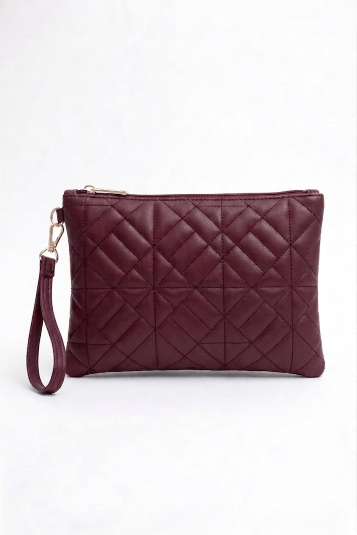 Bagfoni Grafina Bordo Geometrik Desenli Portföy Clutch El Çantası 25x19 Cm