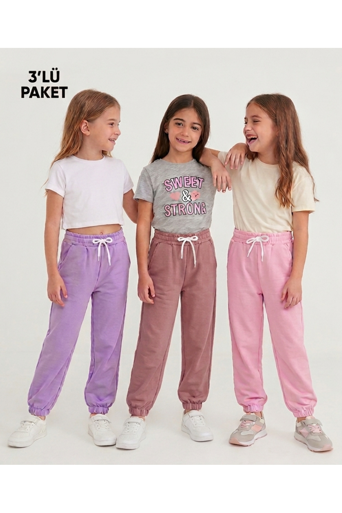 3-Piece Set Seasonal 2 Yarn Sweatpants for Girls without Saddle