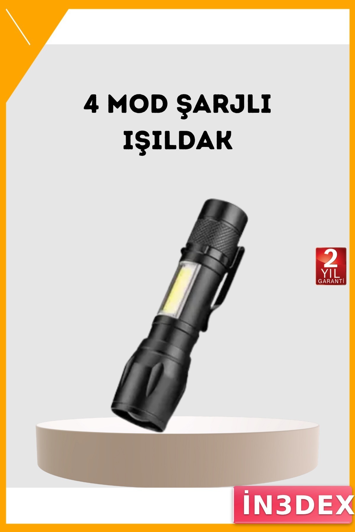 4 Modlu Şarjlı El Feneri 1300 mAh Cree LED Teknolojisi